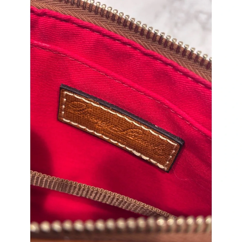 Dooney‎ & Bourke Saffiano Leather Baguette Shoulder Bag Brown Caramel Small